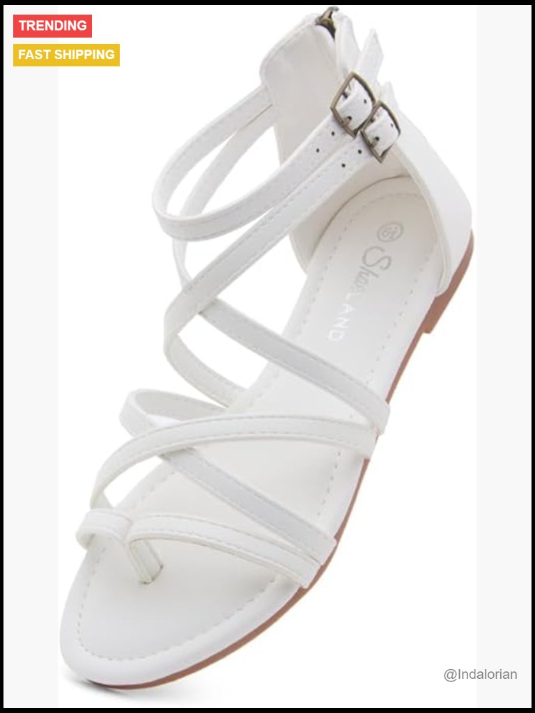 Gladiator Sandals With Strappy Ankle Strap And Back Zipper